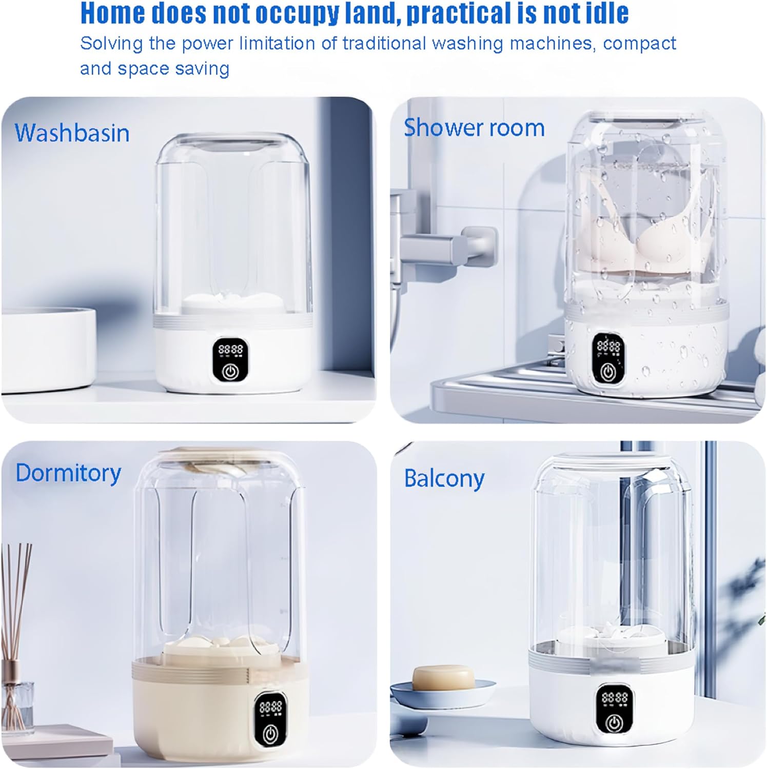 Portable Mini Washing Machine, Smart Digital Display, 7000mAh Battery Powered, Compact Travel Washer for Underwear, Socks (Flagship Edition)