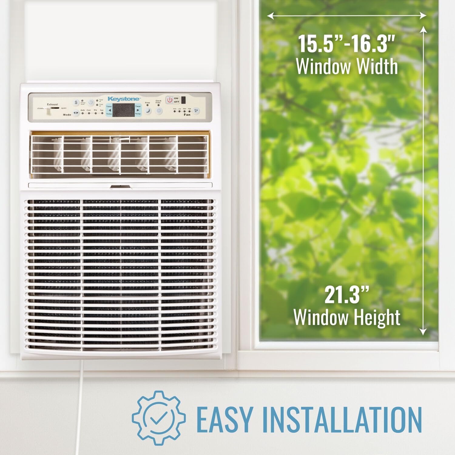 Keystone 10,000 BTU Slider Window Air Conditioner and Dehumidifier, 115V Air Conditioner Window Unit for Bedroom, Living Room, and Small-Medium Sized Rooms up to 450 Sq.Ft, 4-Way Air Direction Control
