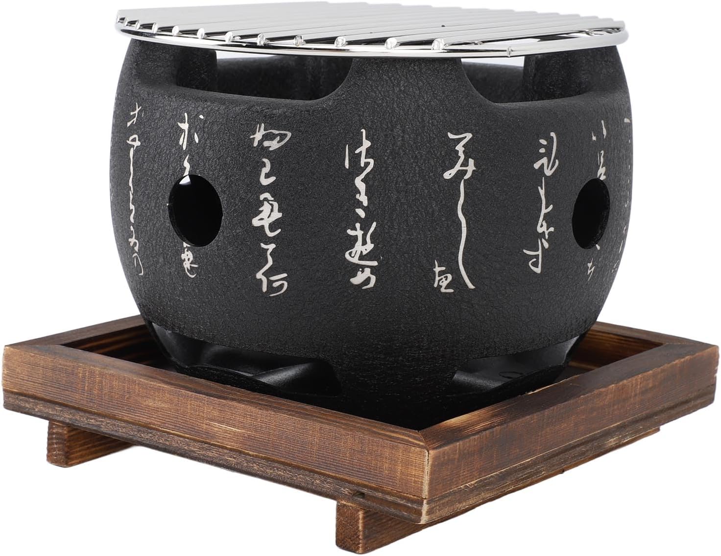 Pssopp Japanese Style Grill, Aluminum Alloy Mini Portable Charcoal Stove, Quick Heating Round Grill for Family Camping and Outdoor Cooking (L)