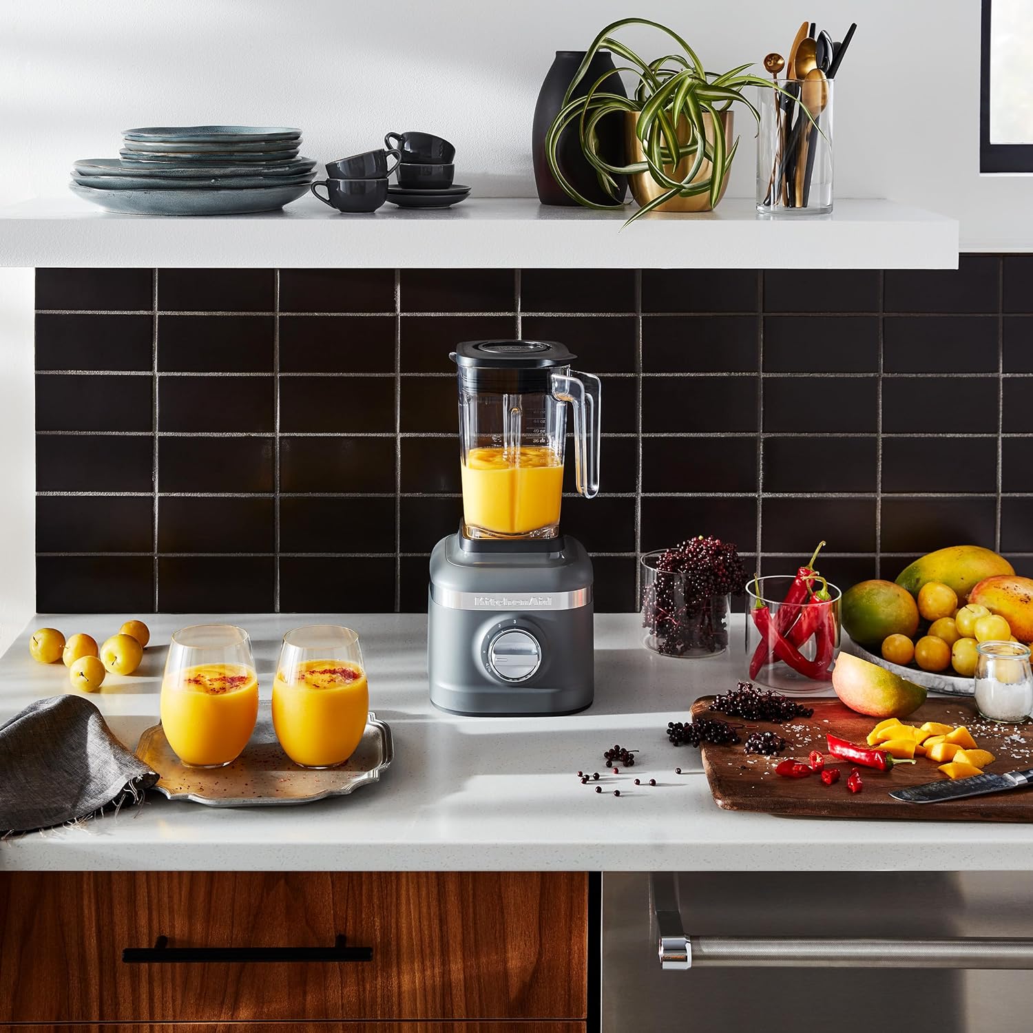 KitchenAid K150 3 Speed Ice Crushing Blender with 2 Personal Blender Jars - KSB1332Y - Matte Charcoal Grey