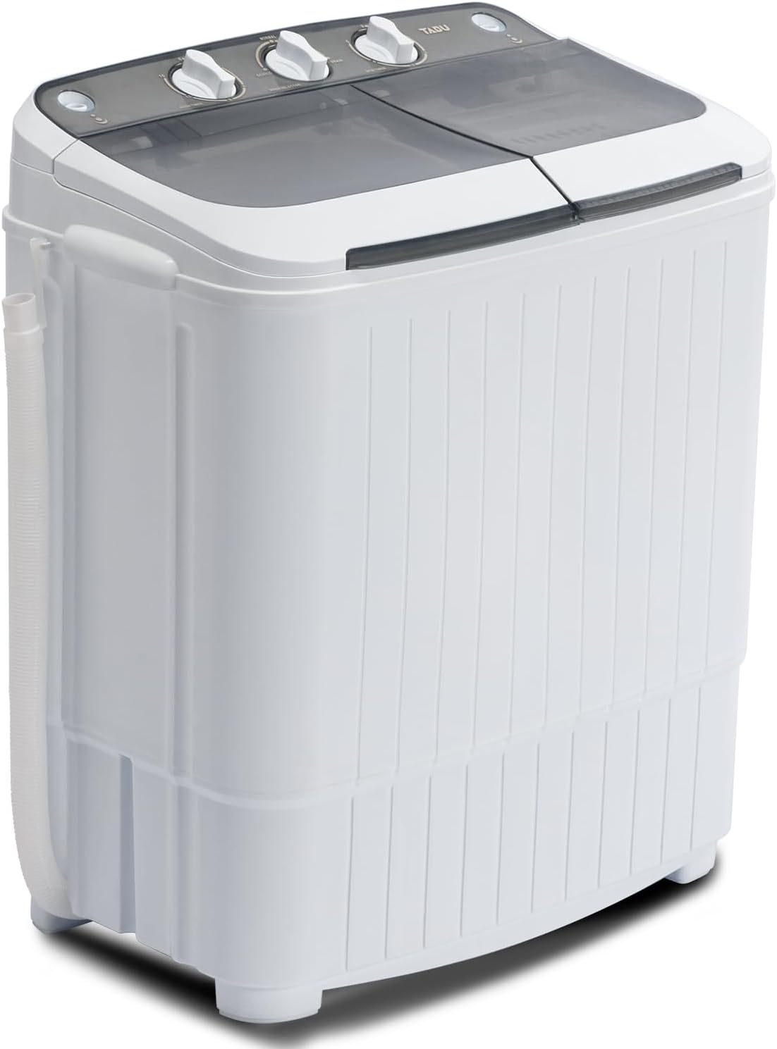 TABU 17.6Ibs Portable Washing Machine, Compact Washer Machine, Mini Washing Machine, Twin Tub Washer and Spiner, Ideal for Dorms, Apartments, RVs, Camping etc (White & Grey)