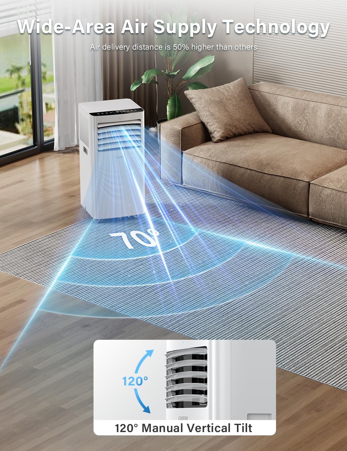 12000 BTU Portable Air Conditioners, AC Unit for Bedroom with 4 Modes Cooling/Dehumidifier/Fan & Sleep, Up to 400 Sq.Ft, 45db Quiet, 24H Timer & Remote, Standing Air Conditioner for Rooms Office Home