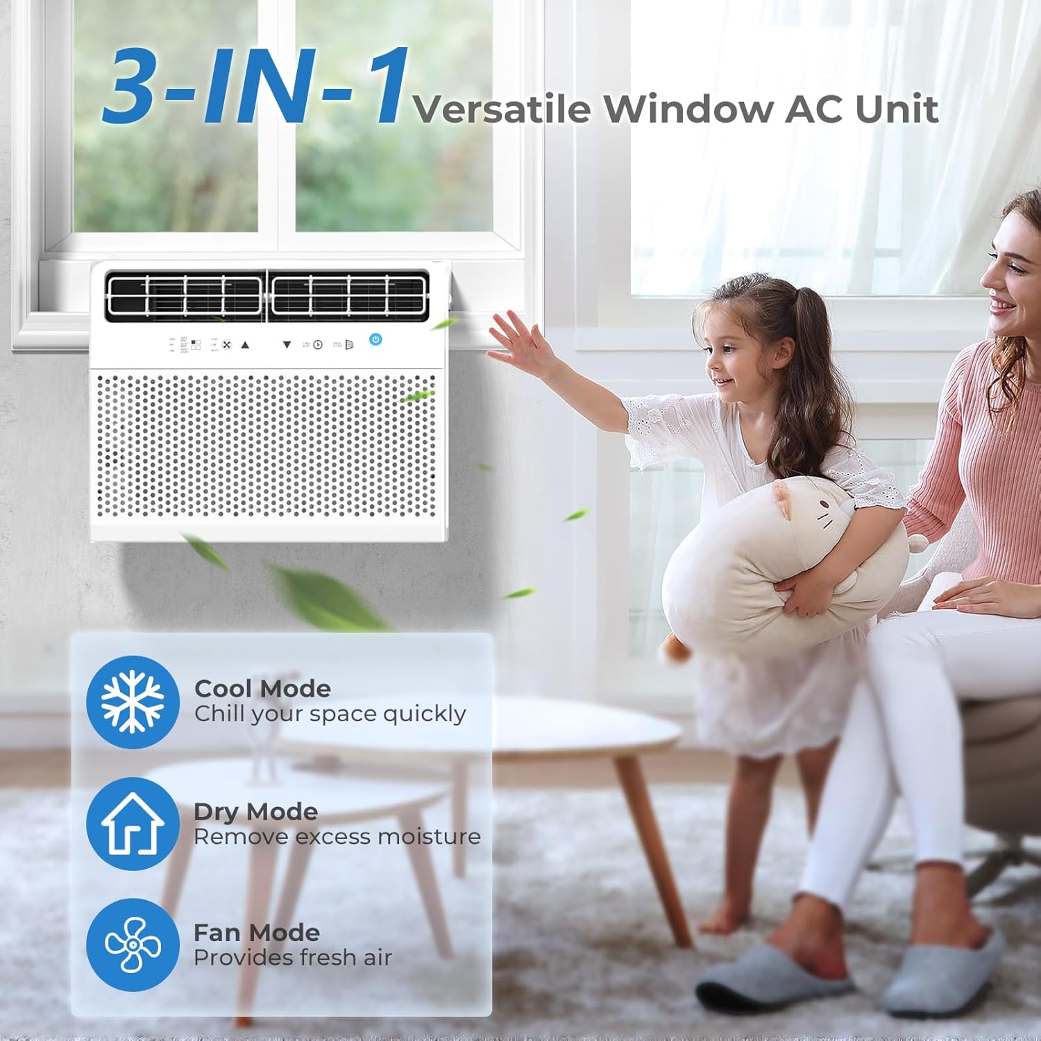 Antarctic Star U-Shaped Window Air Conditioner, 12000BTU Quiet Air Conditioner Window Unit, Cools up to 550 Sq. Ft, Saddle Window AC Units with Full Window View, Energy Saving, 6 Modes, CEER 10.5