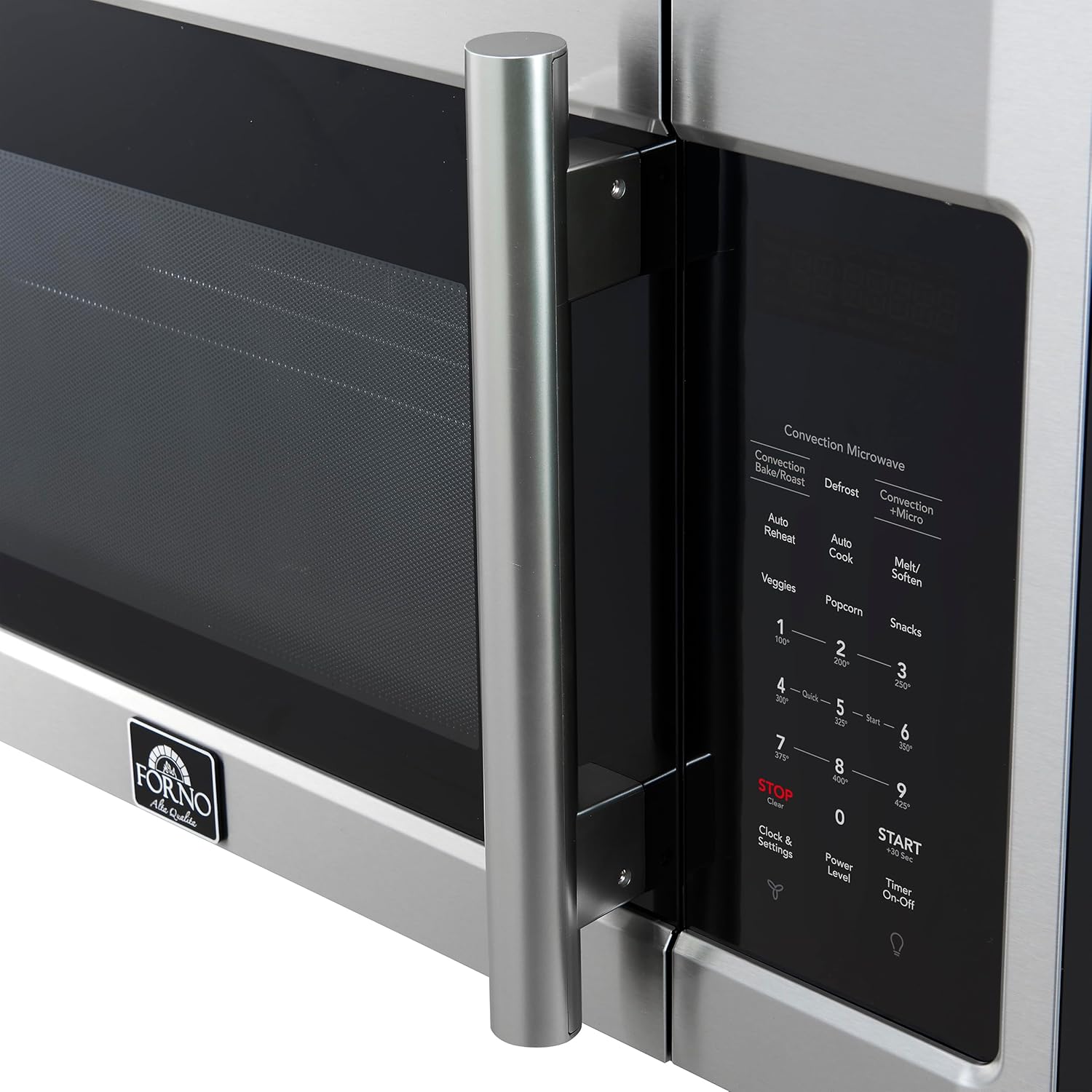 FORNO Fornace 30-Inch Over-the-Range Convection Microwave, 1.5 cu.ft Capacity – Stainless Steel Finish – 300 CFM 2-Speed Ventilation, Touch Glass Control, LED Cooktop Lighting – FOTR3038-30