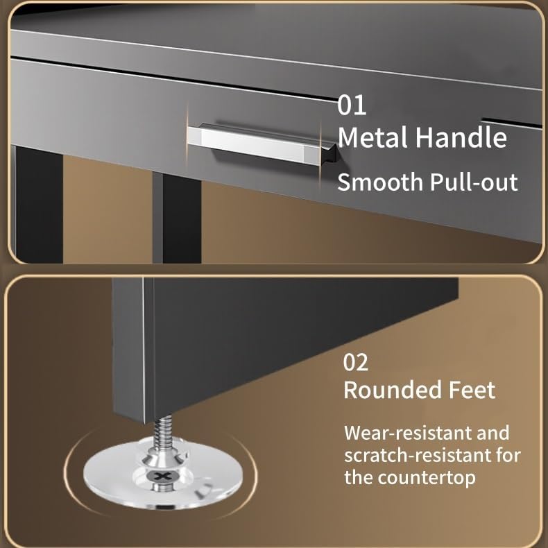 Microwave Stand with Drawer, Countertop Microwave Shelf, Space-Saving Kitchen Organizer for Ovens, Rice Cookers, Small Appliances(Gray,24.4