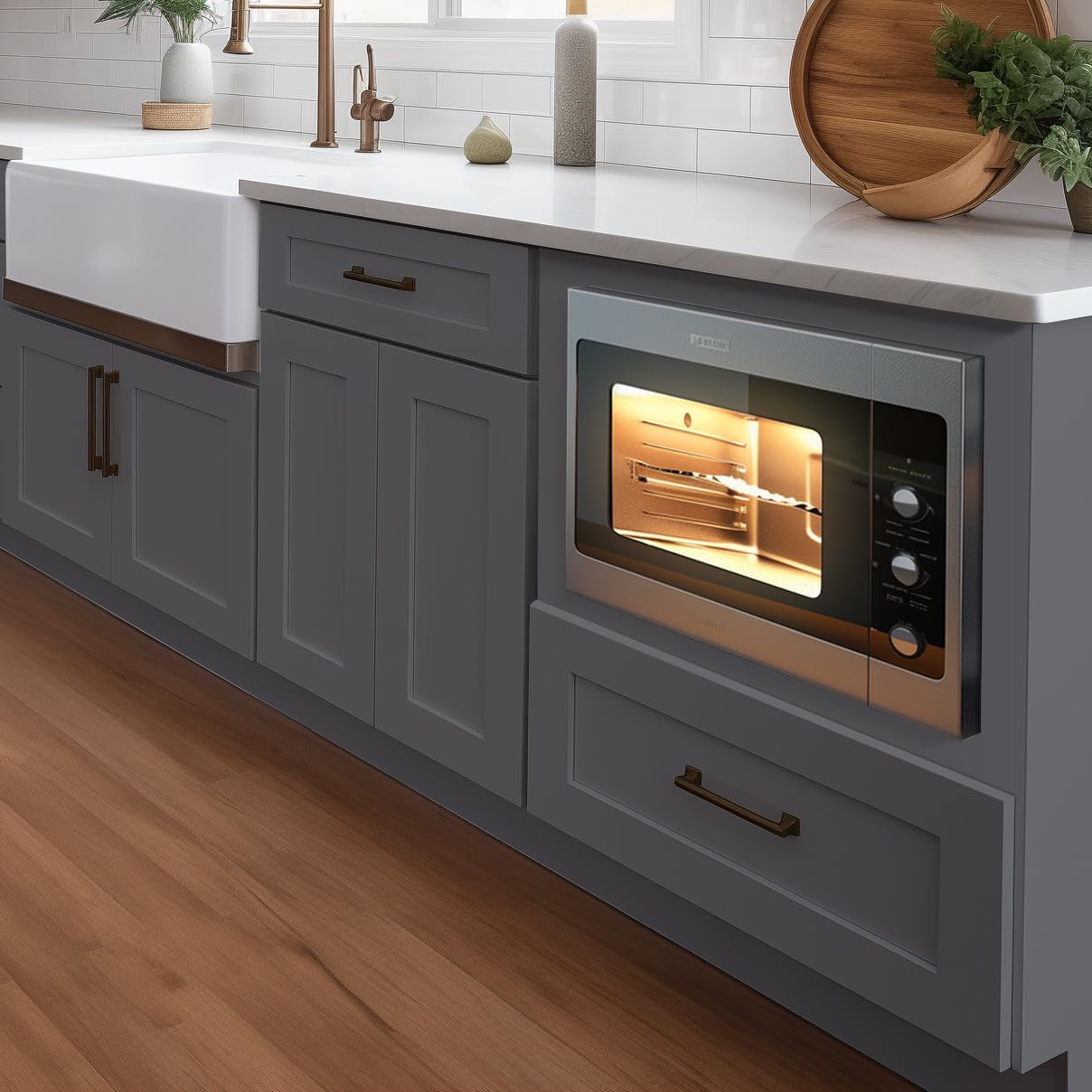 Microwave Base Cabinet – Solid Wood Shaker Style Kitchen Storage Base Unit with Drawer & Soft-Close Doors, RTA Pantry Cupboard for Dining Room, Coffee Bar 30