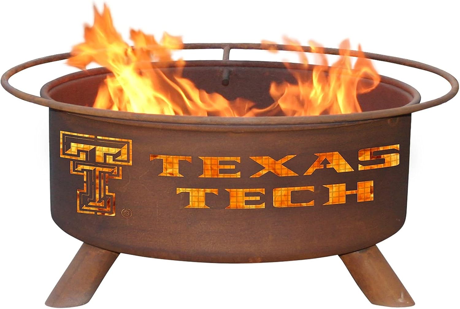Patina Products F233 Texas Tech Steel Outdoor Fire Pit - 24 x 24 x 11 inch - Natural Rust Patina Finish