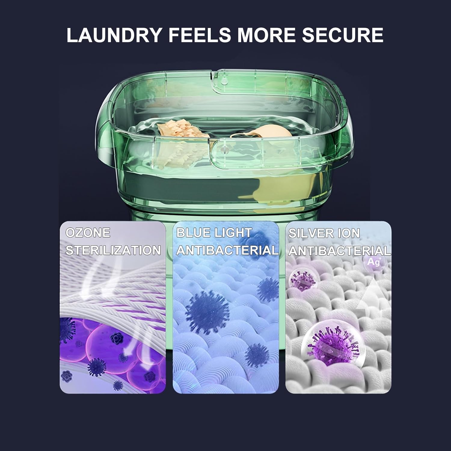 Portable Washing Machine, Mini Washer with 3 Modes Deep Cleaning for Baby Clothes, Underwear, Dorm, Camping, Travel (Color : Blue)