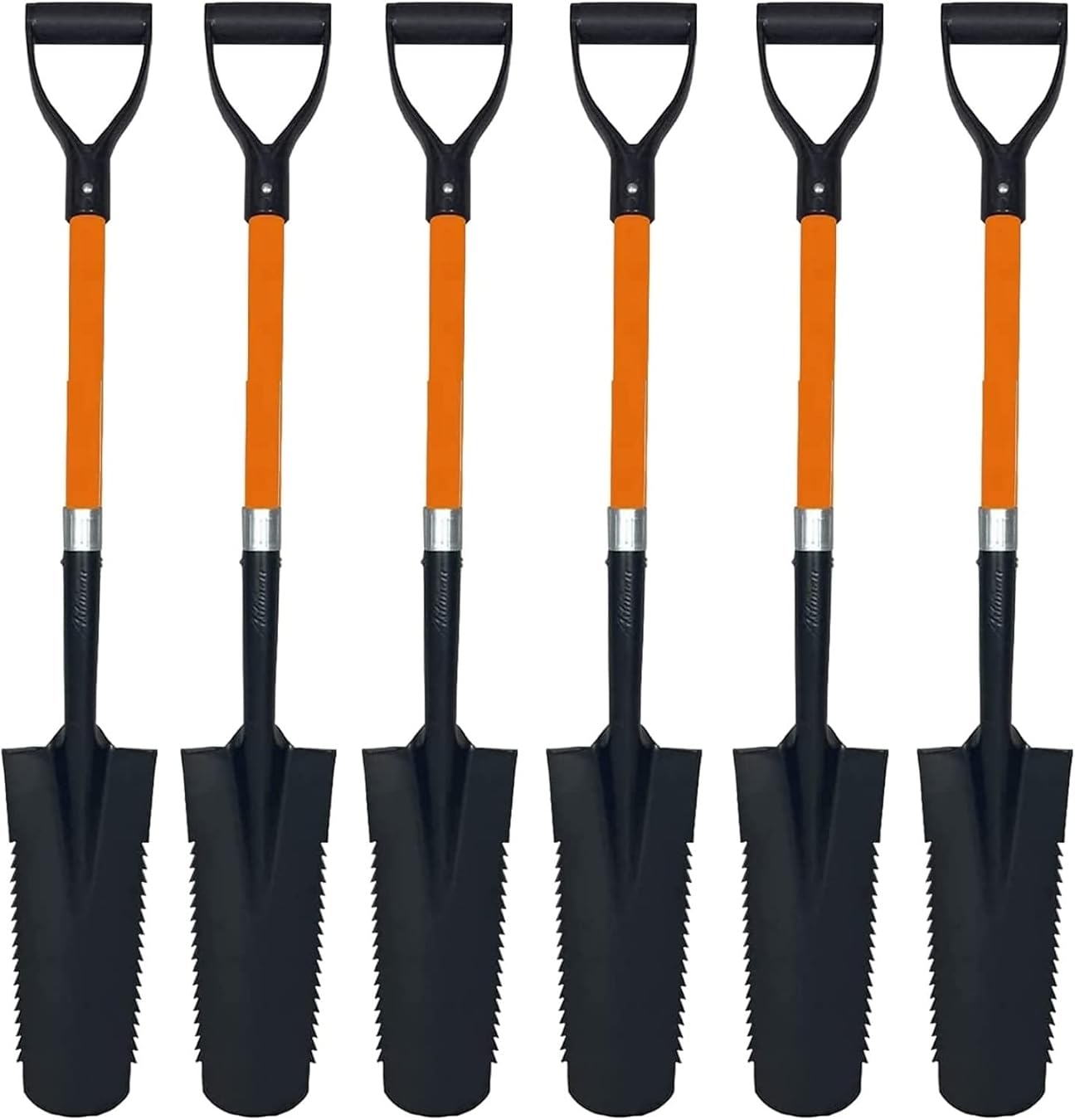 Ashman Short Handle Drain Spade Teeth Shovel (6 Pack), Sharp Shooter Shovel, Trenching Spade, Drainage Spade - Perfect Razor Blade Trenching Shovel D-Grip for Digging and Trenching and Transplanting.