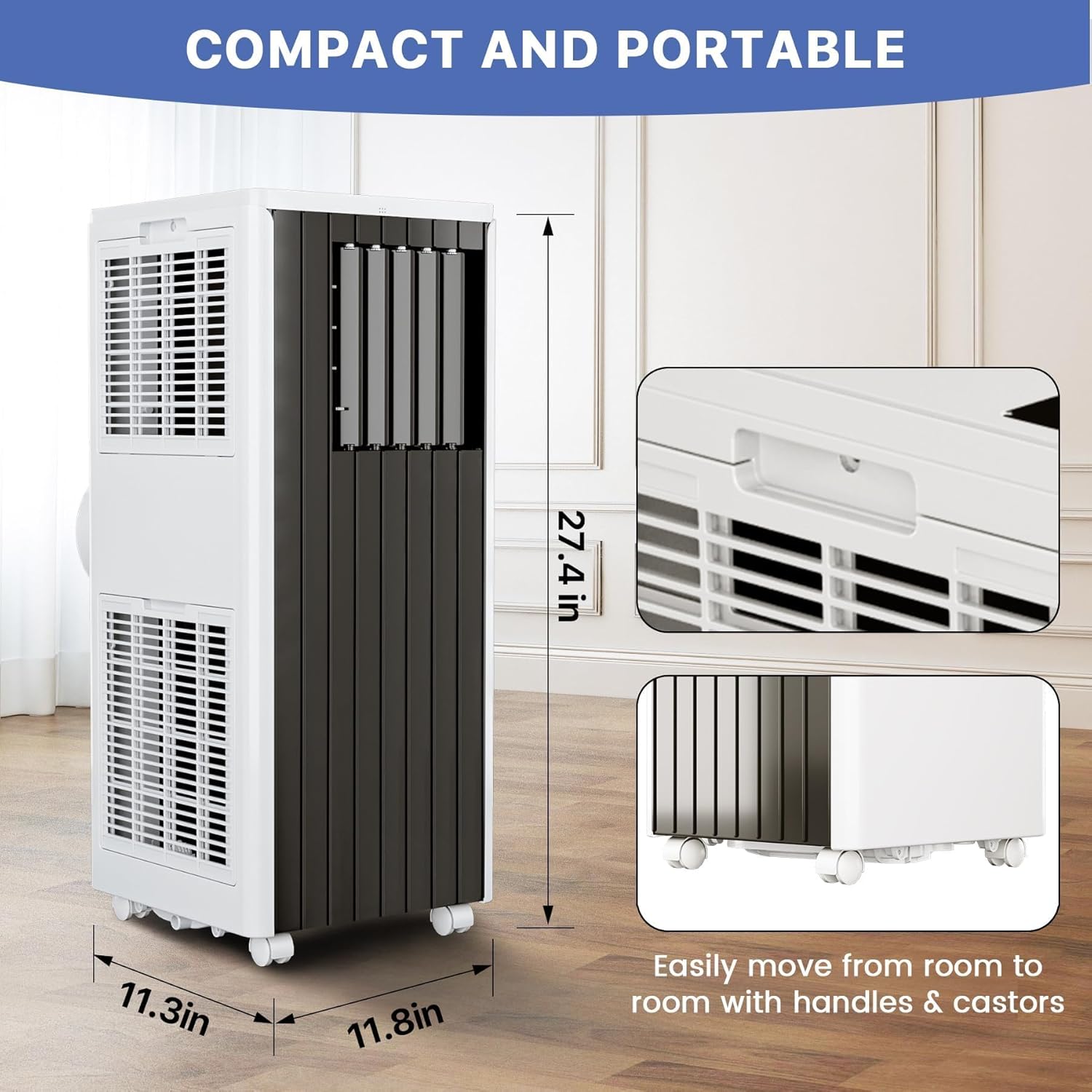 Portable Air Conditioners 8000 BTU - Quiet Cooling w/Remote & 24H Timer, Energy Saving AC Unit for Small Rooms, Bedrooms, Offices, Dormitories 350 Sq.Ft
