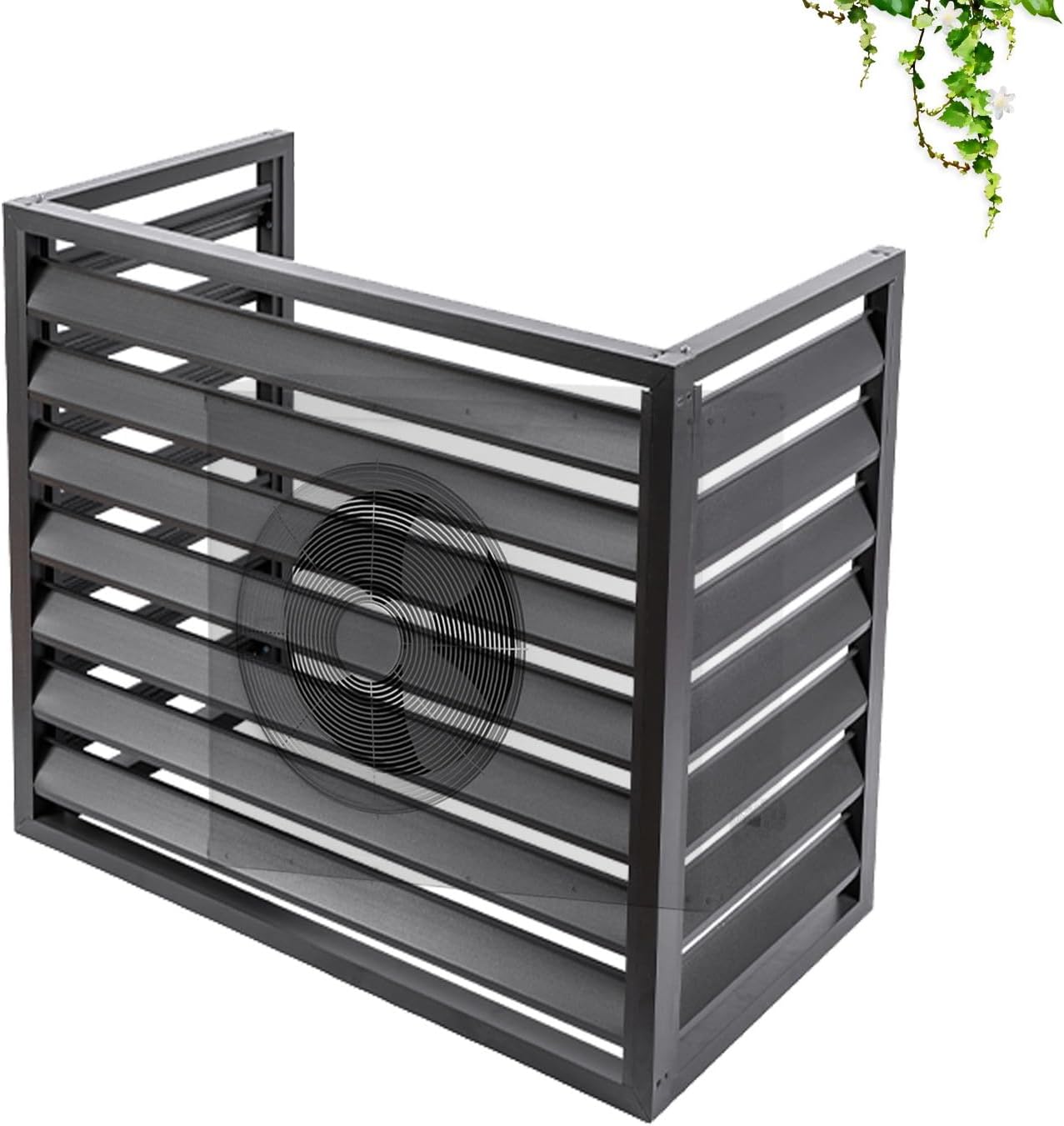Detachable Air Conditioner Rack For Outside Units, Aluminum Alloy Outer Frame Protective Cover, Louvered Plant Shelf For Balcony Garden, 39.4x19.7x27.5/43.3x23.6x31.5in ( Color : Gray , Size : 110x60x