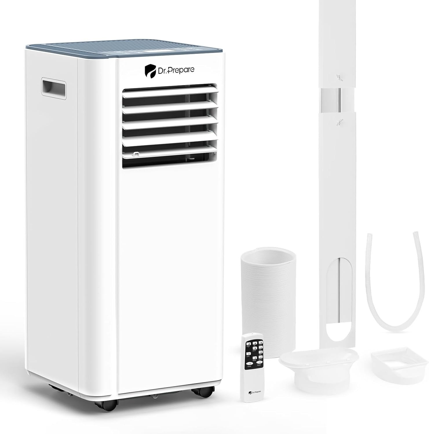 DR.PREPARE 8,000 BTU Portable Air Conditioner, 4-in-1 Portable AC with Remote Control, Fast Cooling, 24H Timers, Window kit, Cools Up to 350 sq. ft for Rooms, Bedroom