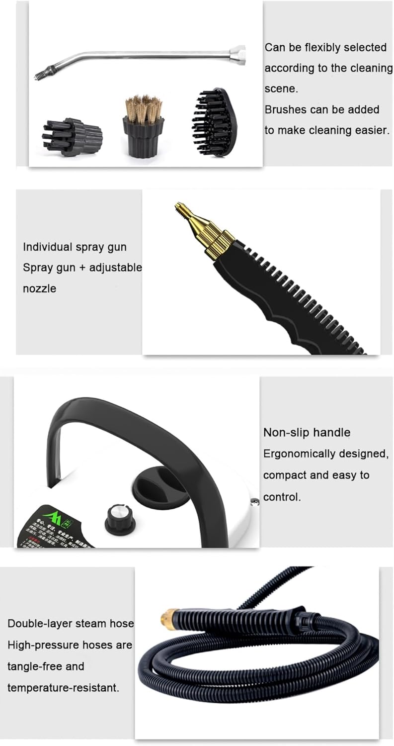 1600W High pressure steam cleaners, 1000ml Handheld Steam Cleaner Machine, Portable Multifunctional High-Temperature Steam Cleaner for Air Conditioner Washing Machine Microwave Oven (Color : White)