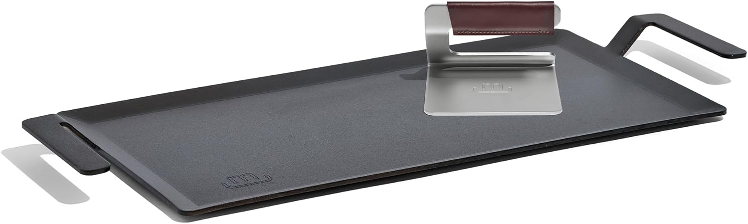 Made In Cookware - Carbon Steel Griddle + Grill Press - (Like Cast Iron, but Better) - Professional Cookware - Crafted in Sweden - Induction Compatible