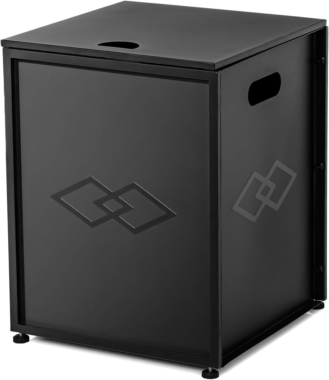 Weatherproof Propane Tank Cover Table with Handles – Outdoor 20lb Gas Tank Storage Hideaway for Fire Pits & Griddles – Sturdy Patio Deck Storage Box – Black-Rhombus