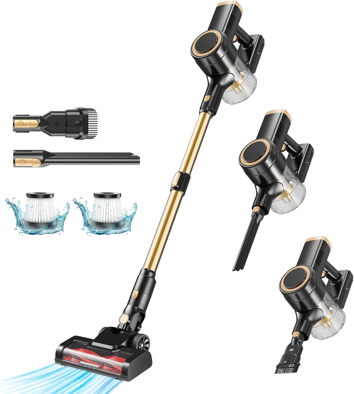 Cordless Vacuum Cleaner, Stick Vacuum, Anti-Tangled Handheld Vacuum Cleaner Self-Standing, Rechargeable Battery, LED Display for Pet Hair/Carpet/Floor