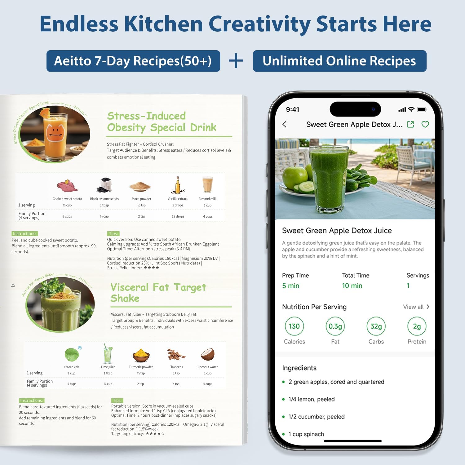 Aeitto Blenders for Kitchen with 68Oz. Large Capacity, 1800W Max Power Smoothie Blender, 3 Preset Programs & 7 Speeds, Professional Countertop Blender for Smoothies, Ice Crush, Generation2 Silver