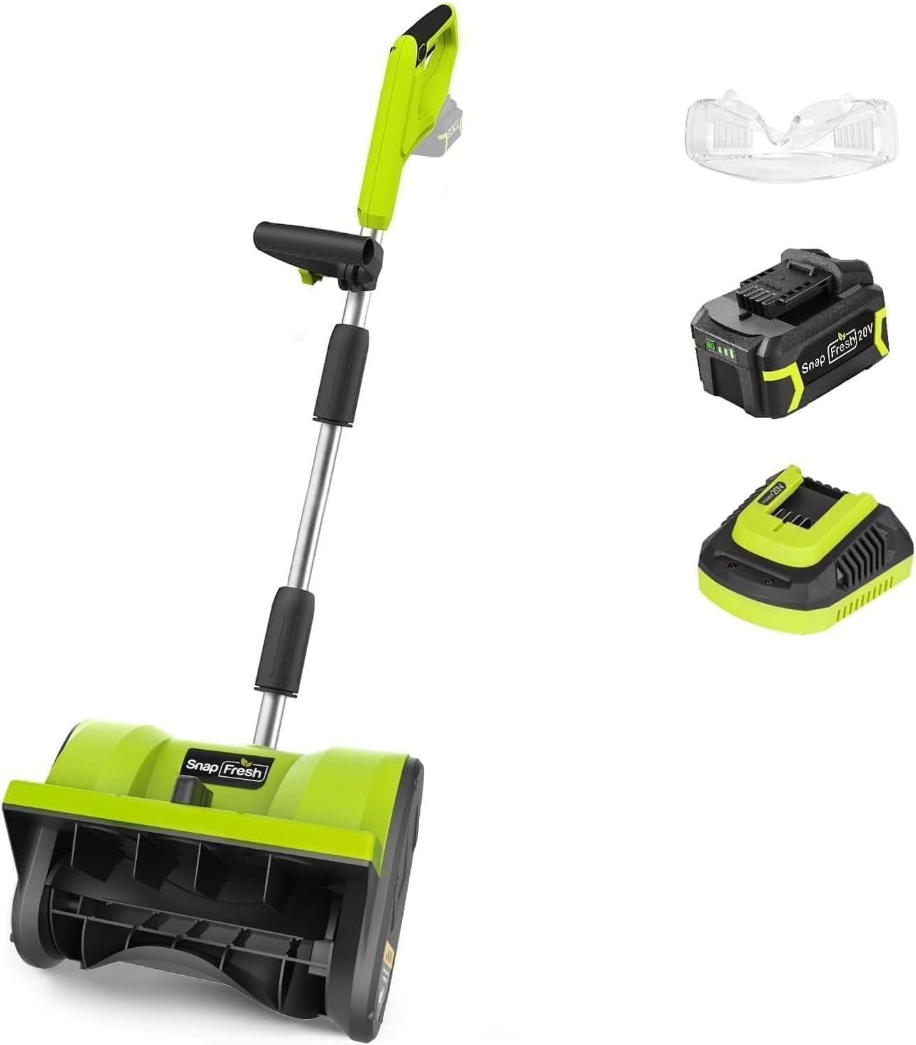 SnapFresh 20V Cordless Snow Shovel, 12” Electric Snow Thrower Kit w/Adjustable Handle & Directional Plate, Lightweight Battery-Powered Snow Blower for Driveway, 4.0Ah Battery & Fast Charger Included
