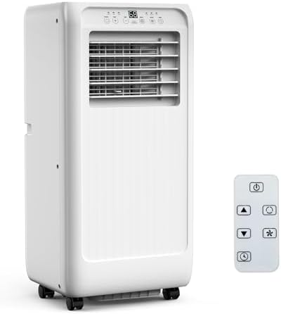 8,000 BTU Portable Air Conditioner, Cools Up To 350 Sq.Ft, Auto Swing, 3 Fan Speeds, Dehumidifier, with Remote Control & Window Kit