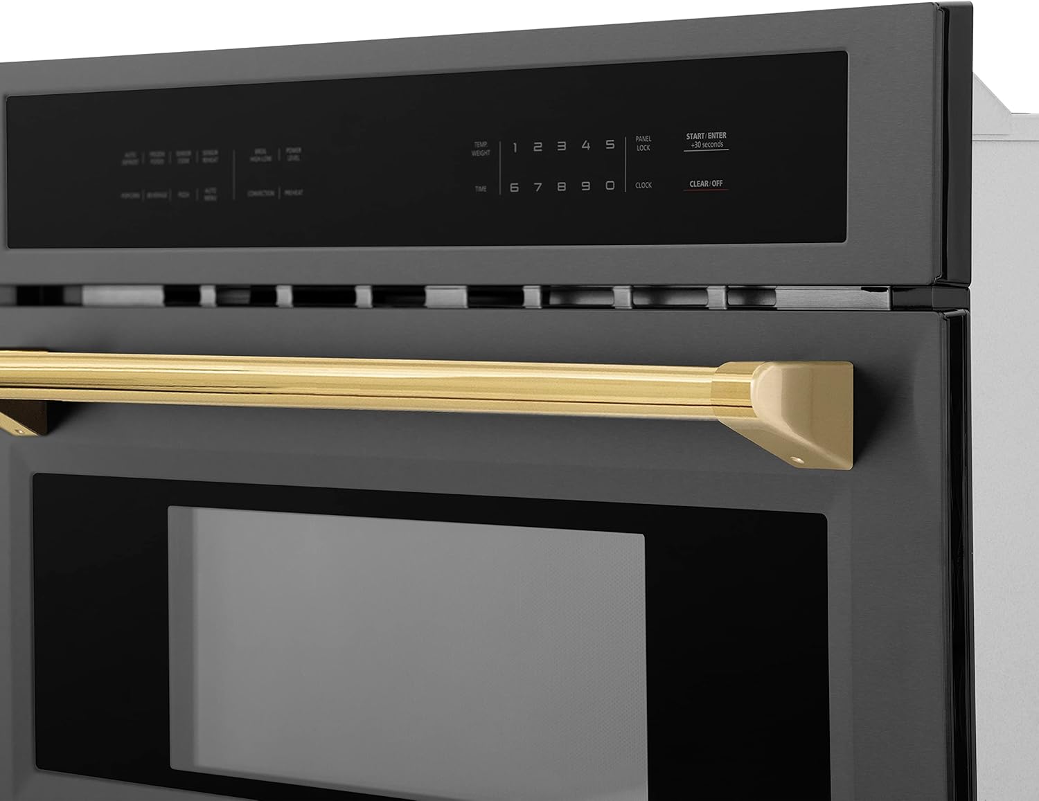 ZLINE Autograph Edition 30” 1.6 cu ft. Built-in Convection Microwave Oven in Black Stainless Steel and Gold Accents