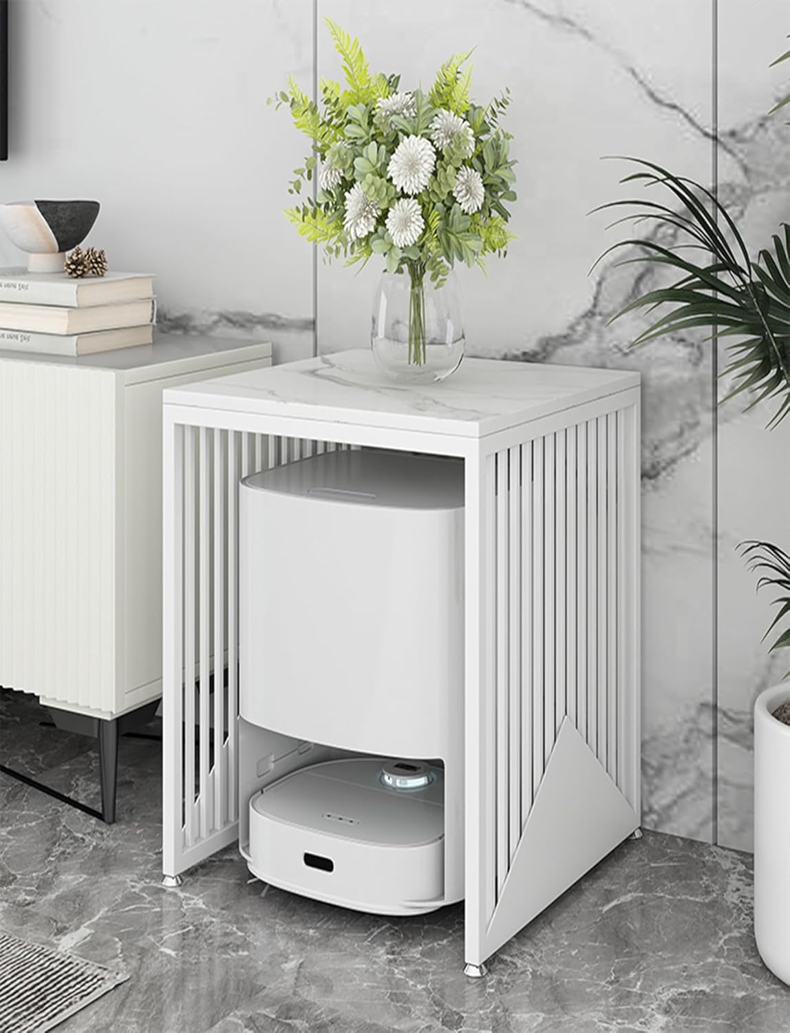 Floor Table Storage Rack, Shelf Storage Cabinet, Sweeping Robot Rack, Fish Tank Rack, Sofa Water Dispenser(Natural,50x40x63cm)