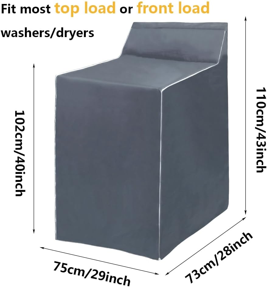 2Pack Washer and Dryer Covers, Portable Washer Cover with Zipper Design Dustproof & Waterproof & Anti-UV Laundry Covers, Washing Machine Cover Fit for Most Top Load Machine(Grey)