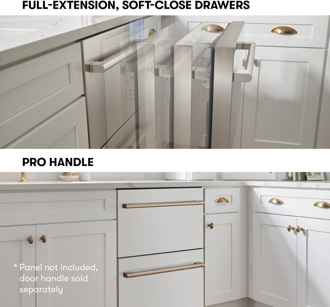 Zephyr Presrv 24 Inch Panel Ready Dual Zone Refrigerator Drawers Wine & Beverage Fridge, Wine Cooler Home Bar Under Counter, Energy Star Certified (Handles sold separately, Wood panels not included)