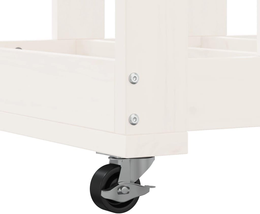 Fire Pits & Outdoor Fireplaces Log Holder with Wheels White 15.7