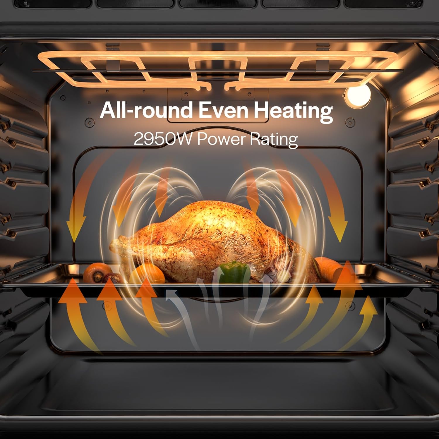 Empava Built-In Electric Single Wall Oven 24 inch, 2.5 Cu. ft. Capacity 4 Cooking Modes, Knob Control, 2950 Watts, Stainless Steel