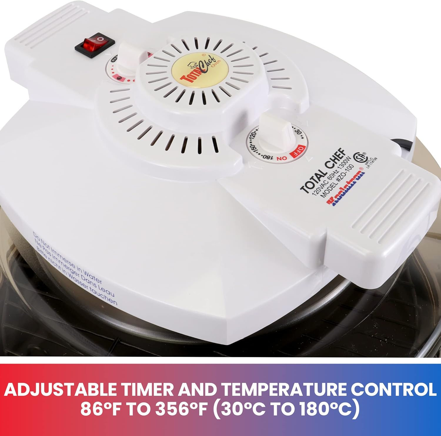 Total Chef Countertop Infrared Oven with Convection Air Circulation Time and Temperature Control 1300W Roast Steam Bake Broil Air Fry and More For Cottage Dorm Room RV Apartment Home White