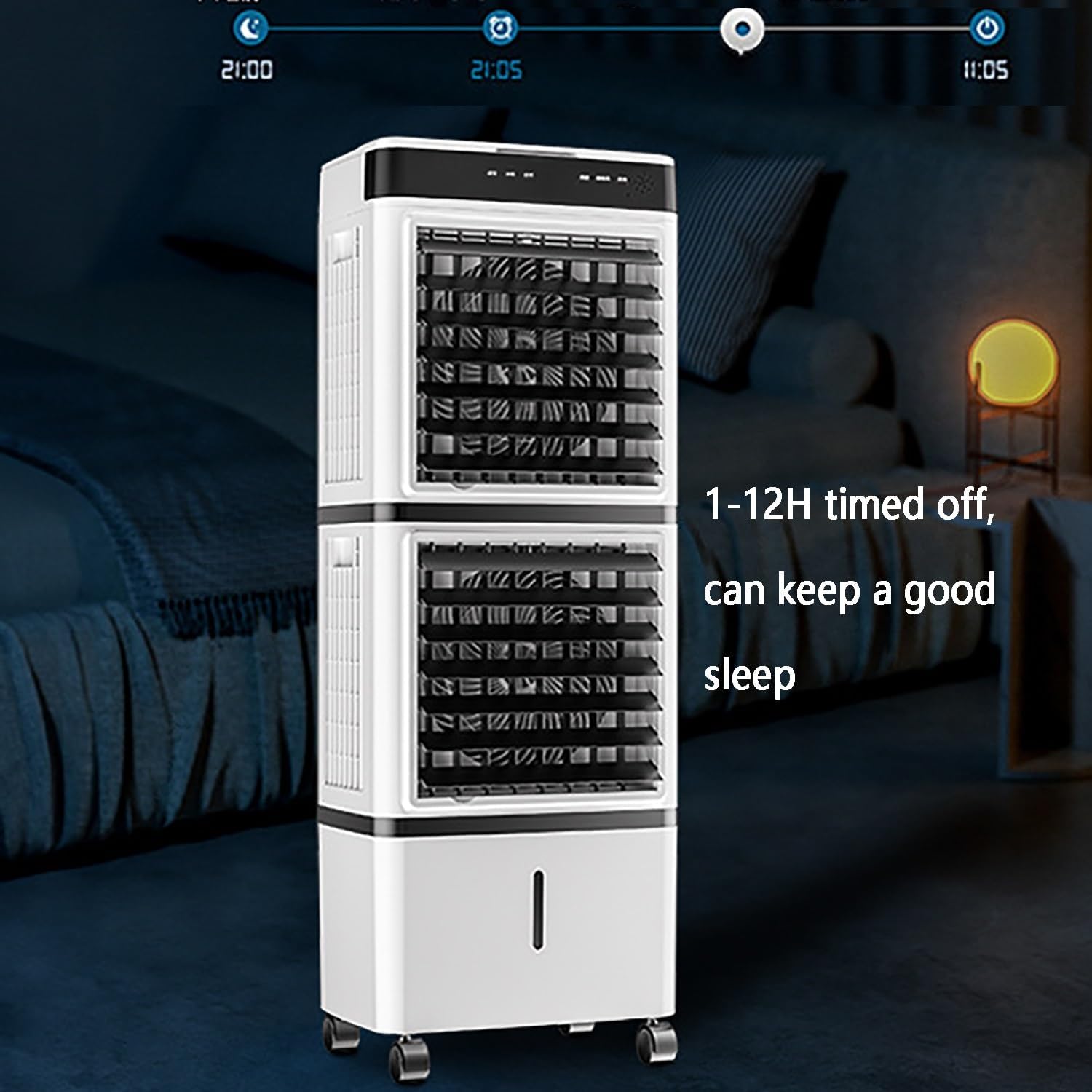 Cooling Fan/ Evaporative Air Cooler with Remote, Portable Air Conditioners Fan, Swamp Cooler with 14L Tank, 3 Speeds, 12H Timer, Tower Fan for Room Office Garage Indoor Outdoor Use(95cm(37.4in))