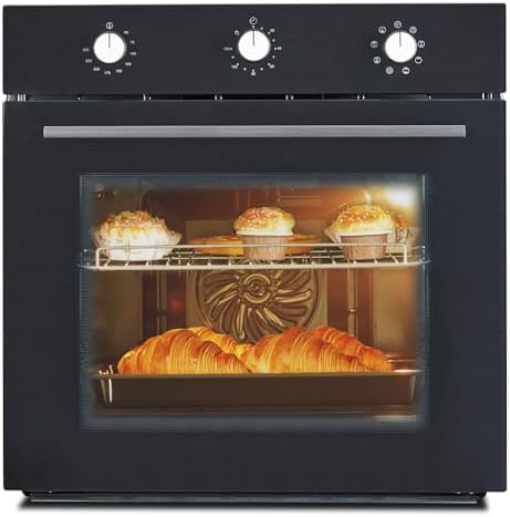 Single Wall Oven 24 Inch Built-in Electric Ovens 3000W 240V 2.5Cu.ft Convection Stainless Steel Oven, Normal Mechanical Knobs