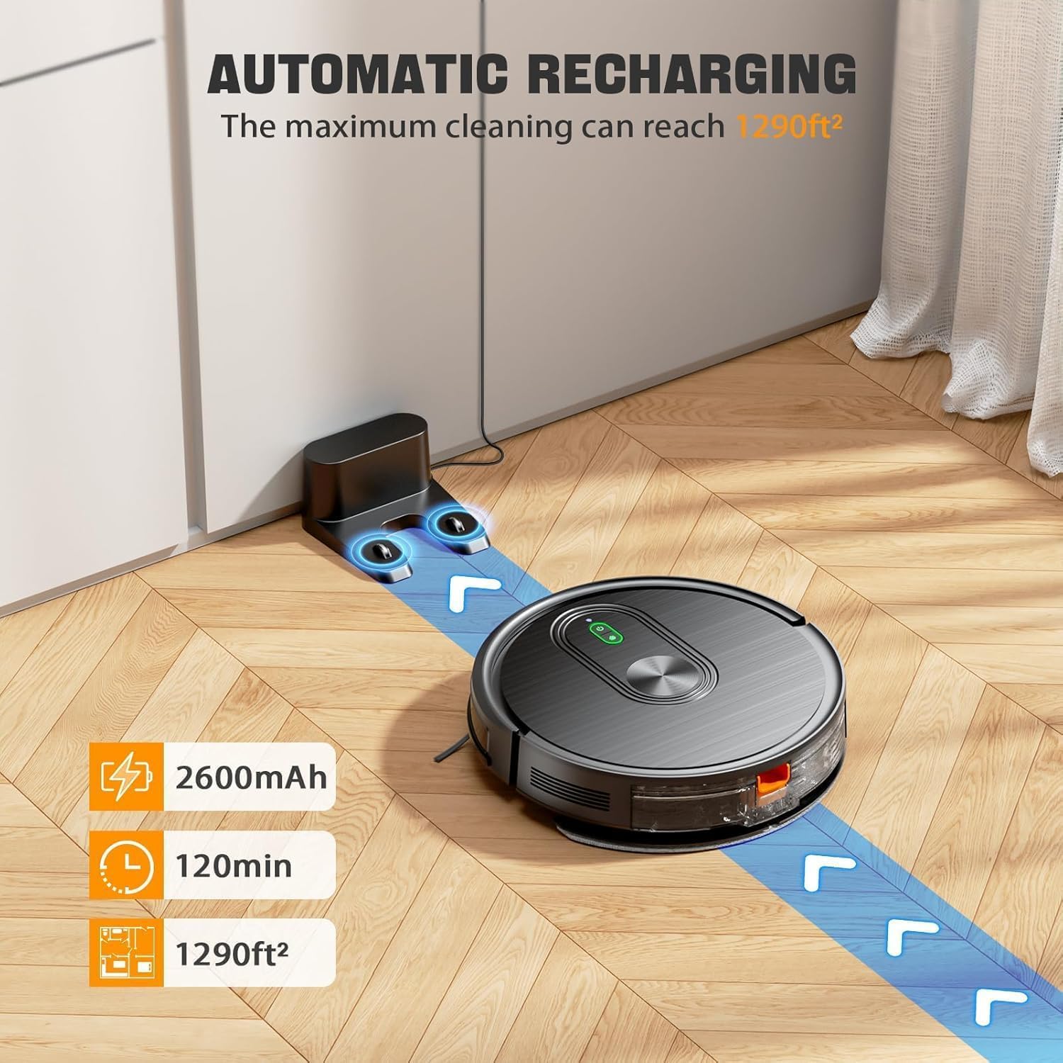 XIEBro Robot Vacuum and Mop Combo, 2 in 1 MoppingRobotic Vacuum with Schedule,App/Bluetooth/Voice, Max Suction 3200Pa, Self-Charging Robot Vacuum Cleaner, Slim, ldeal forPet Hair, Hard Floor, Carpet