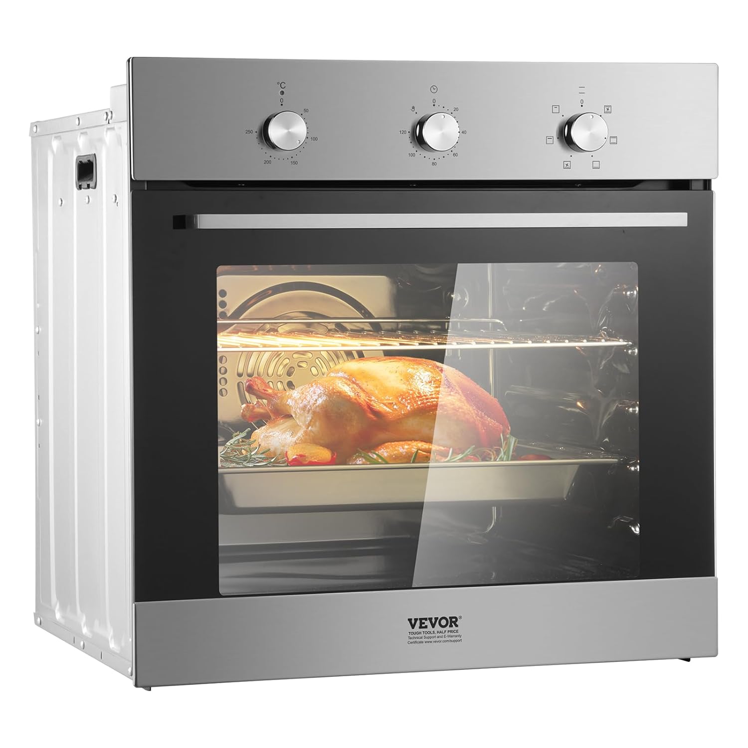 VEVOR Single Wall Oven, 2.68 Cu.Ft Electric Wall Ovens with Timer, 24