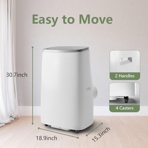 14000BTU Portable Air Conditioners Cool up to 750 Sq. Ft, 3-in-1 Portable AC Units for Rooms with Sleep Mode, 24H Timer, Remote Control, Window Vent Kit, Activated Carbon and Silver Ion Filter