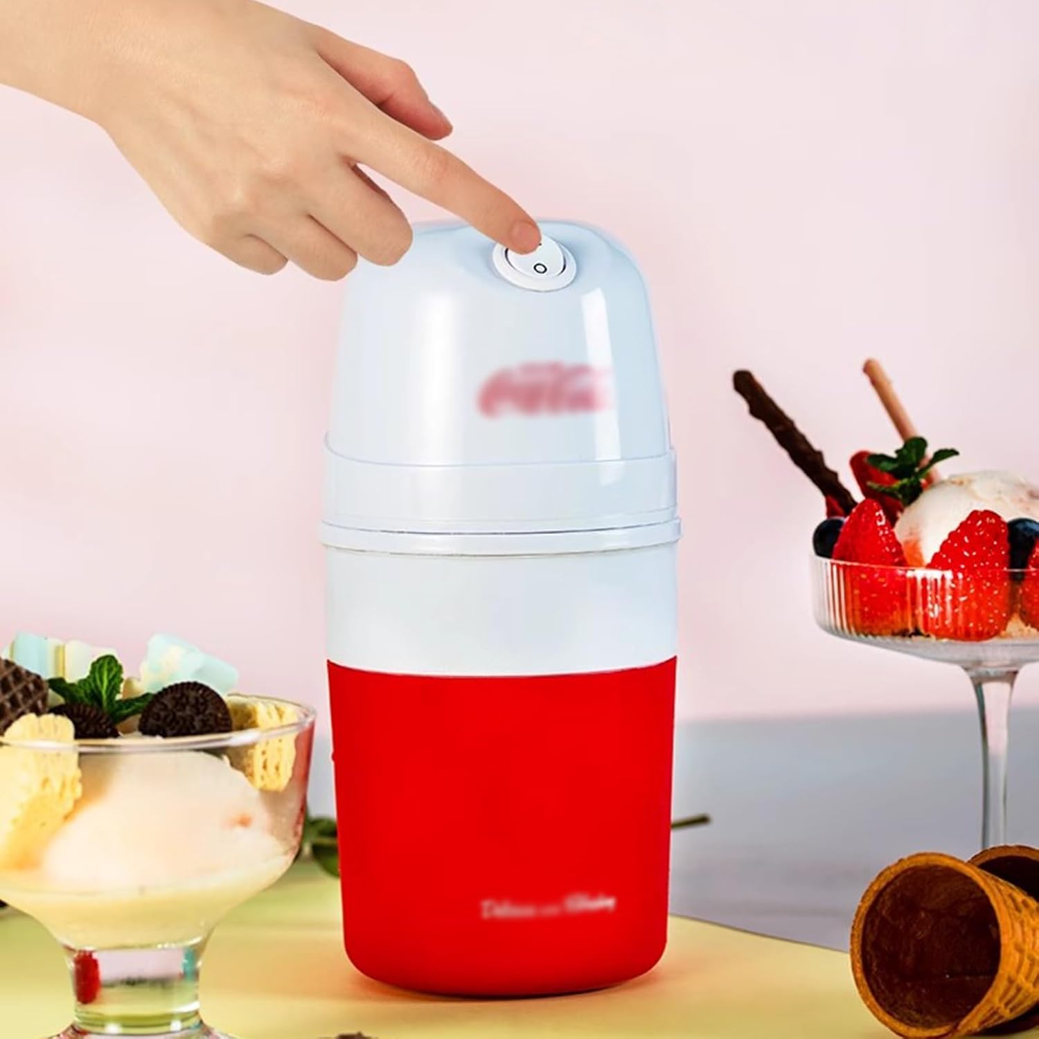 Ice Cream Maker Ice Cream Machine Small Homemade Mini Fruit Ice Cream Ice Cream Cone and Smoothie Machine for Household Use Table Top Ice Cream Machine，Fun Kitchen Appliance