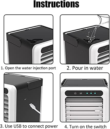 Portable Air Conditioner Cooling Fan 3 Speeds Mini Personal Air Cooler Evaporative USB Desktop Fan for Room Home Office