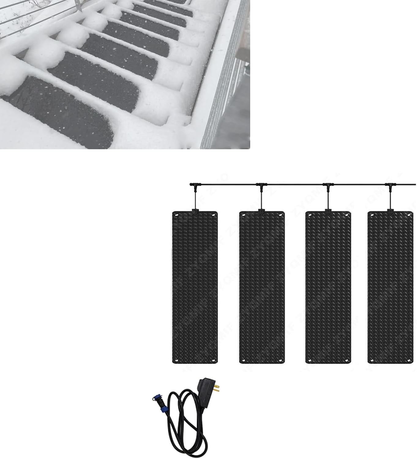 Non Slip PVC Winter Heated Snow Melting Mats Outdoor for Walkways,Winter Backyards,Prevention Roof and Valley Ice Dam,21×118inch (54x300cm),4PCS