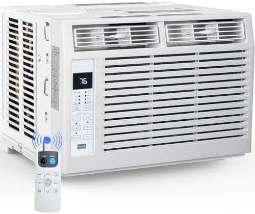 Window Air Conditioner 6,000 BTU, Window Type AC Unit with Cooling, Dry Mode, 4 Fan Speeds, 24-H Timer, Sleep Mode, Cooling for 250sq.ft Bedroom, Living Room, Office