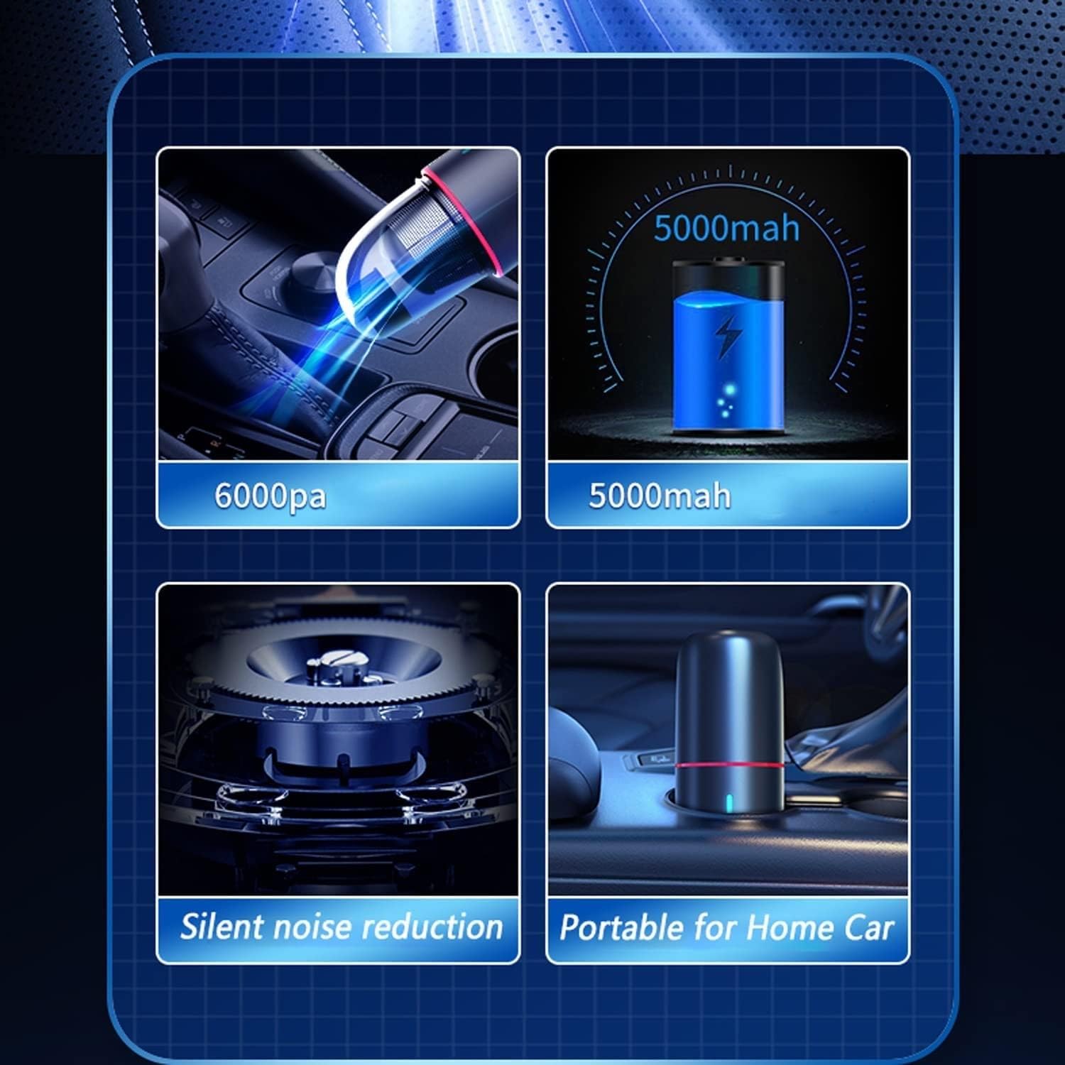 Car Vacuum Cleaner, Powerful Cordless Car Vacuum, Handheld Vacuum for Dust, Sand, Crumbs, Ultra-Light Portable Vacuum for Home, Car, Small Dust Buster(A)