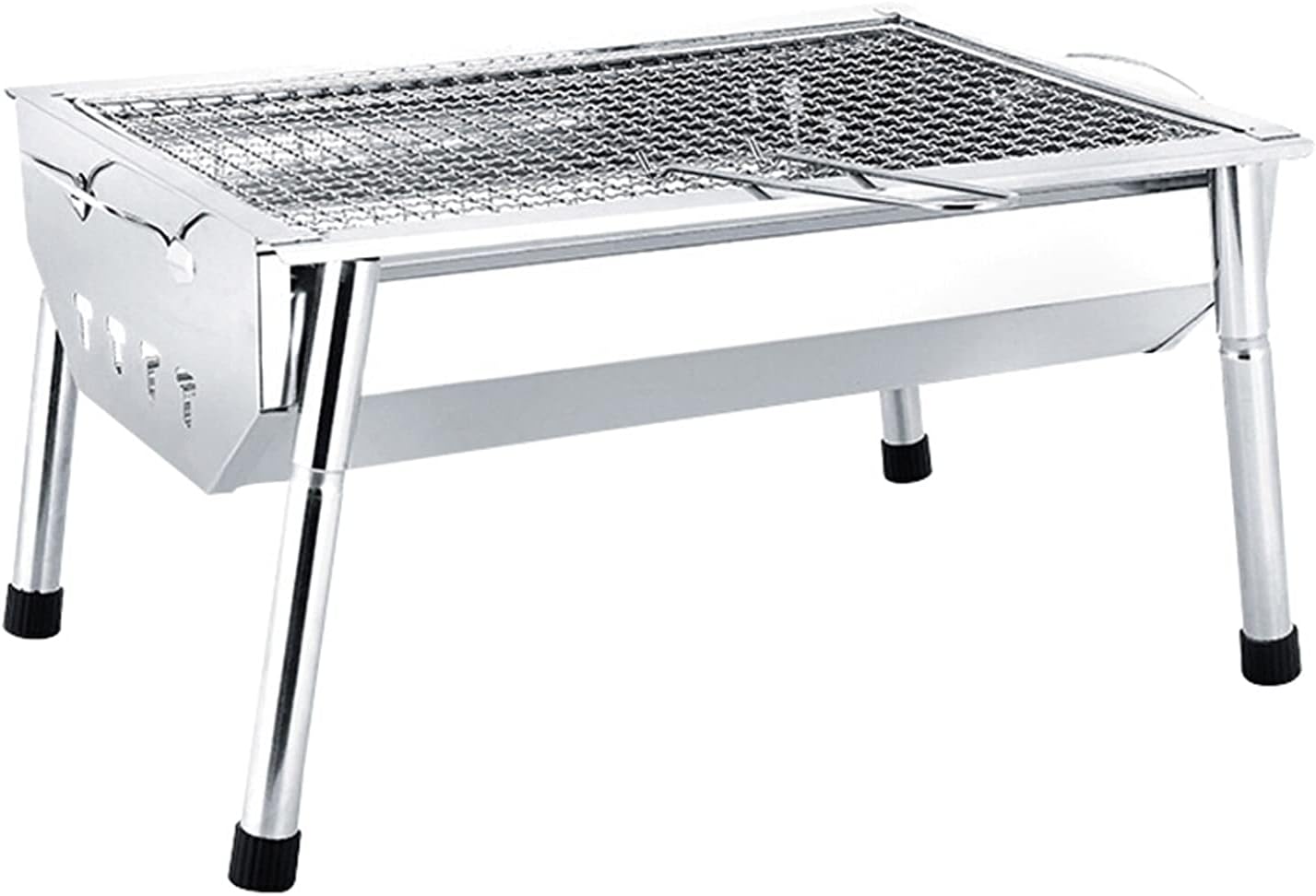Barbecue Desk Small Stainless Steel BBQ Grill Camping Tabletop Grill Portable Foldable Charcoal Grill Barbecue for Outdoor Camping Cooking，15.7×11.0