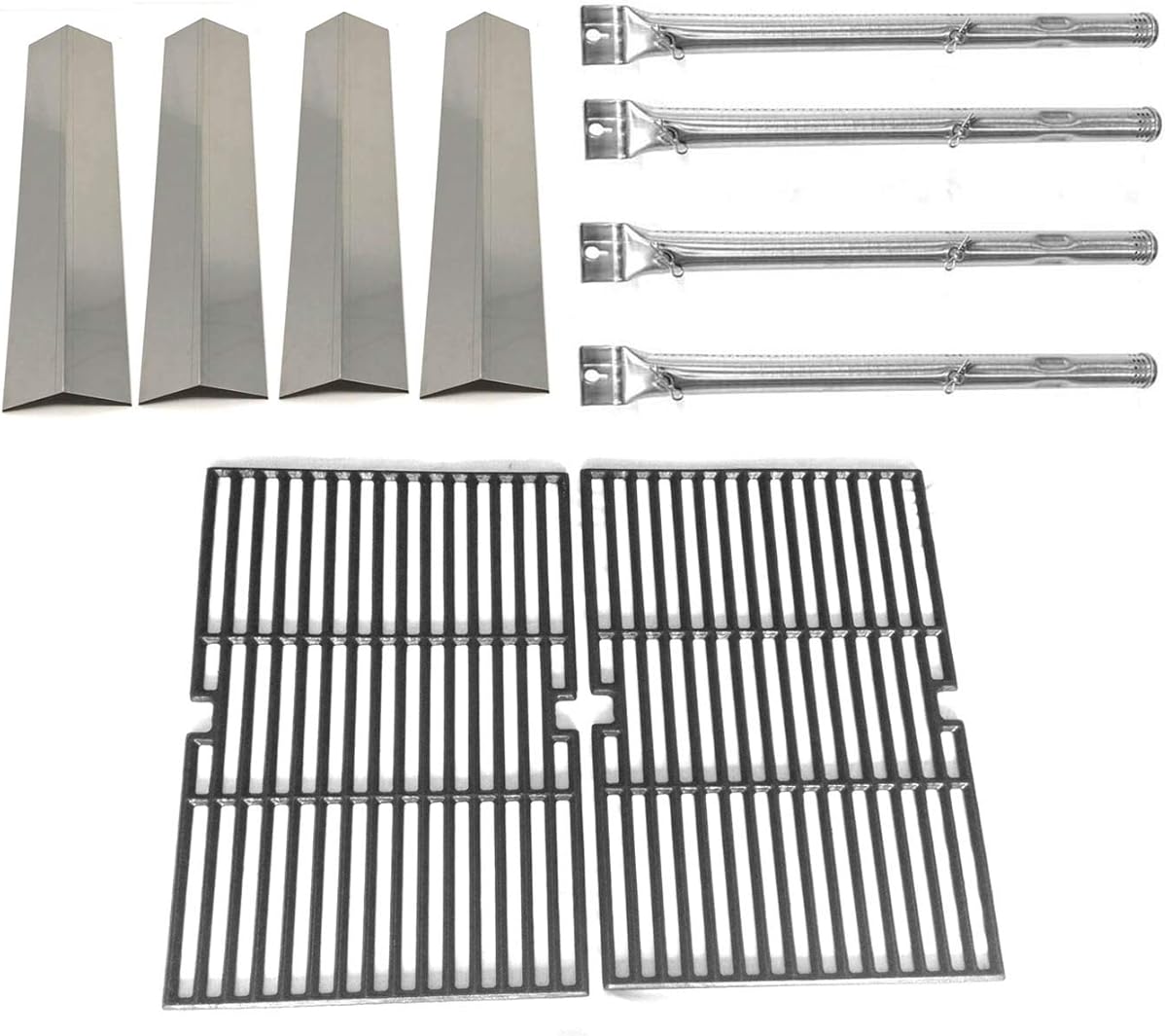 Replacement Kit for Master Chef G45311, G45312, G45307, G45308, G45309, G45313, G45314 Gas Models Includes Cooking Grates, 4 Burners & 4 Heat Plates