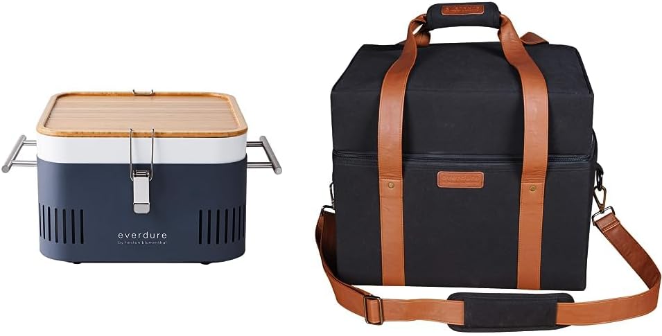 Everdure CUBE Portable Charcoal Grill + Carrying Bag Bundle | Portable Tabletop BBQ Grill