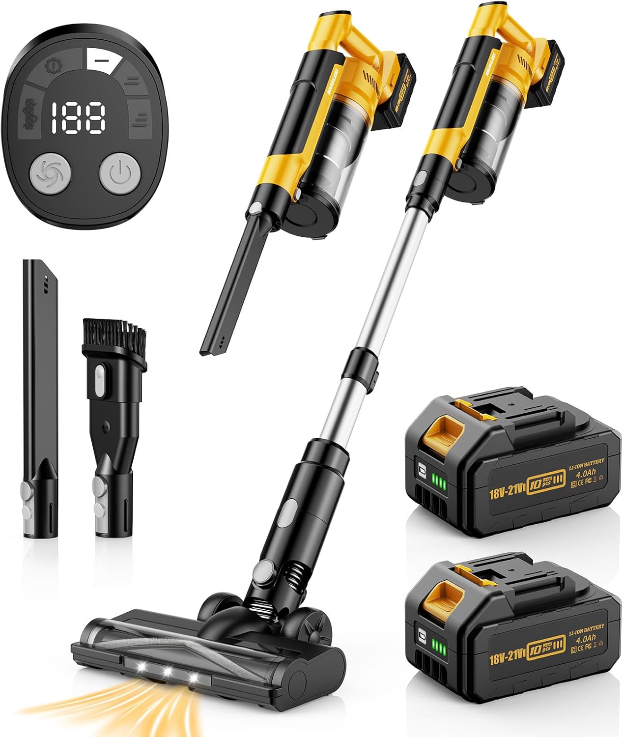 qimedo V1 Cordless Vacuum with Extra 8000mAh Battery, 700W Brushless Vacuum Cleaners for Home, 6 in 1 Electric Stick Vacuum withwith Hepa Filter, Best Cordless Vacuum for Pet Hair/Hardwood Floor