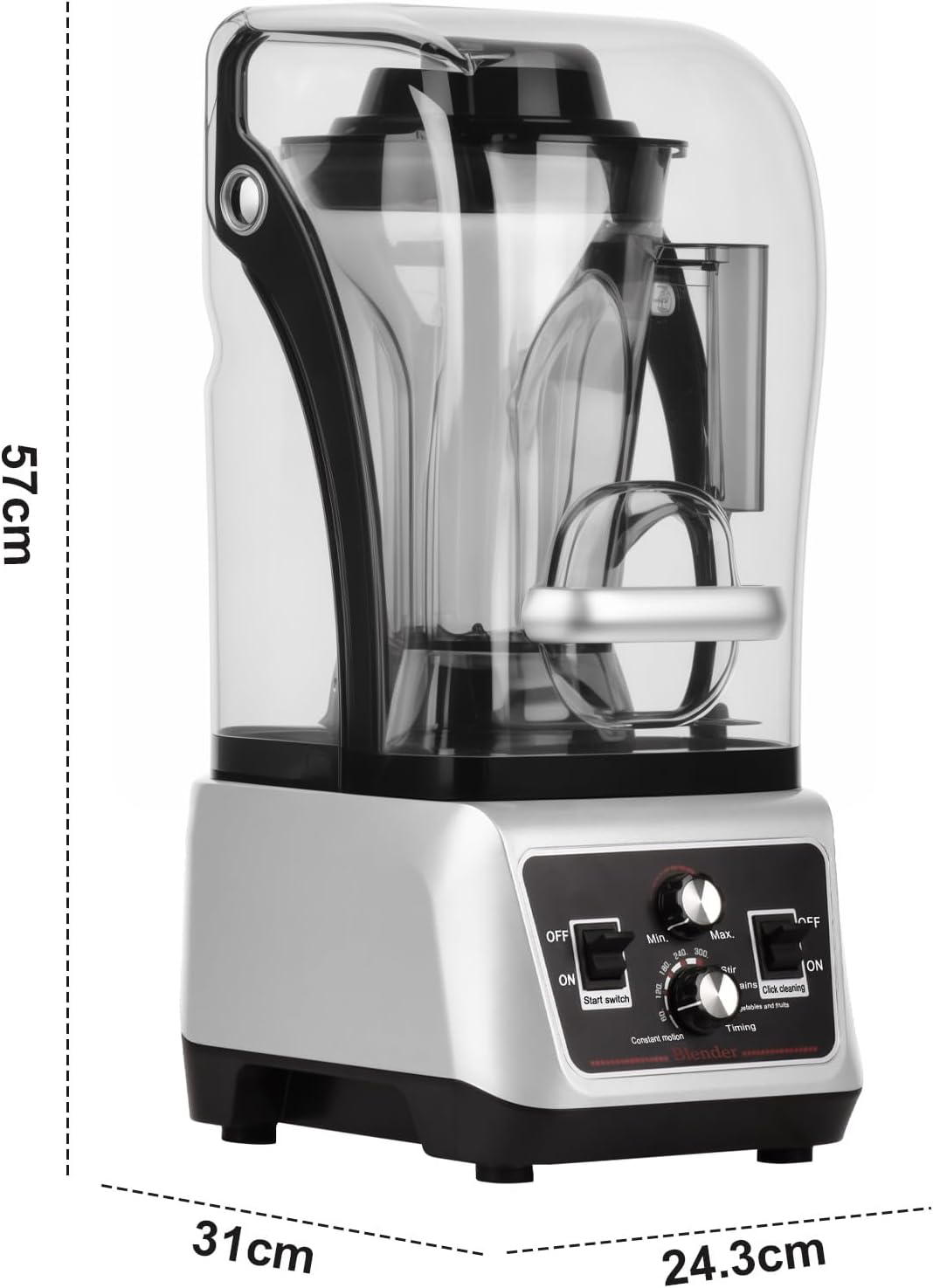 ADVWIN Quiet Commercial Blender with Soundproof Shield, Countertop Blender Blenders for Kitchen with 153oz Jar, Self-Cleaning Blenders for Restaurant, Smoothies, Ice Crush