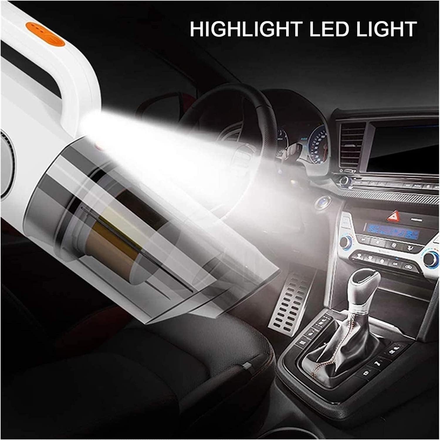 Cordless Handheld-Vacuum-Cleaner Lightweight Portable Mini Vac Inflator Air Tire for Car & Home, Cyclonic Suction Hand Rechargeable for Carpet Couch Dust Pet Cat Hair (Color : White)