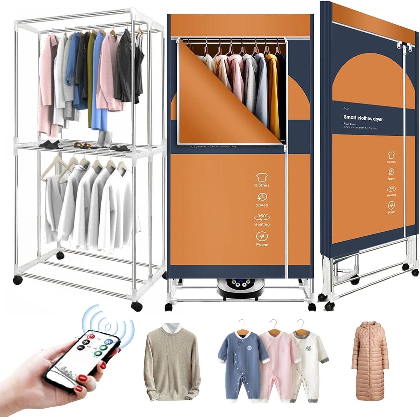Clothes Airer Dryer, Portable 2-Tier Electric Clothes Drying Rack Folding-Dry Machine with Remote Control,1500W Energy Saving Electric Heated Laundry Airer,240min Adjustable Timer for House The New