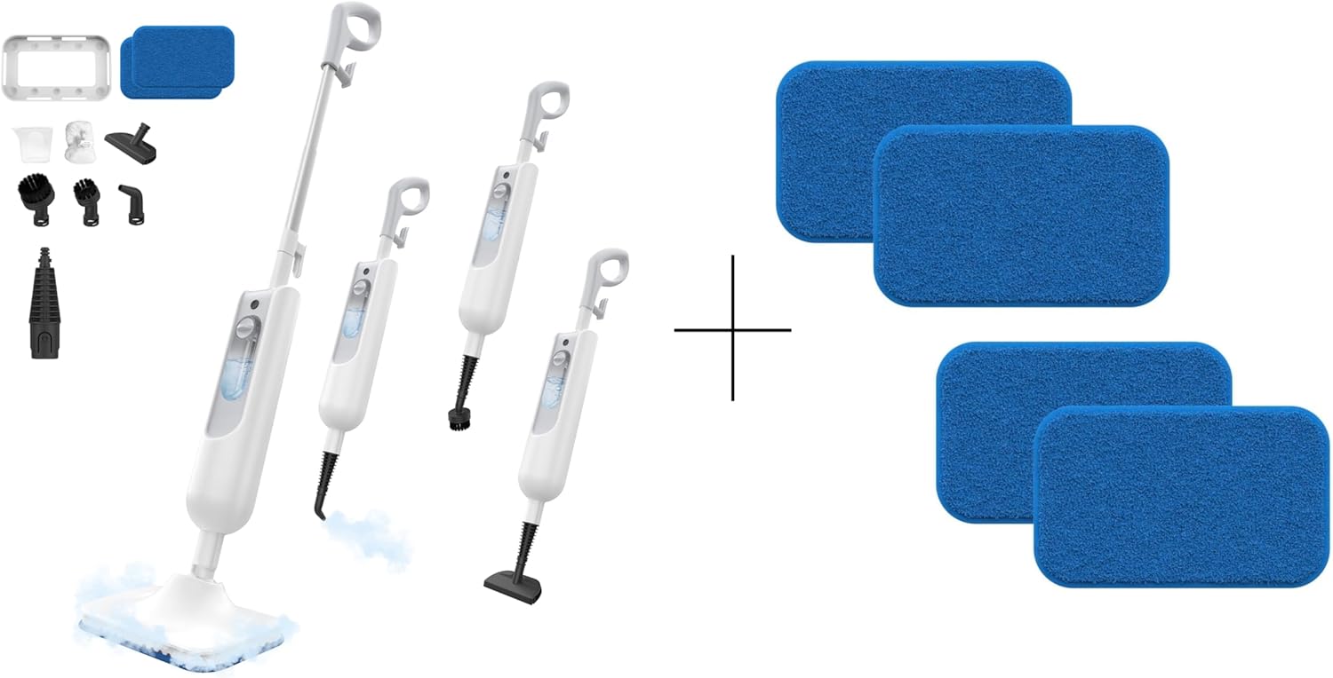 Steam Mop,6-in-1 Handheld Steam Cleaner,Powerful Detachable Steam Mops for Floor Cleaning,MultiPurpose Steamer for Hardwood with 4 Pack Mop Pads
