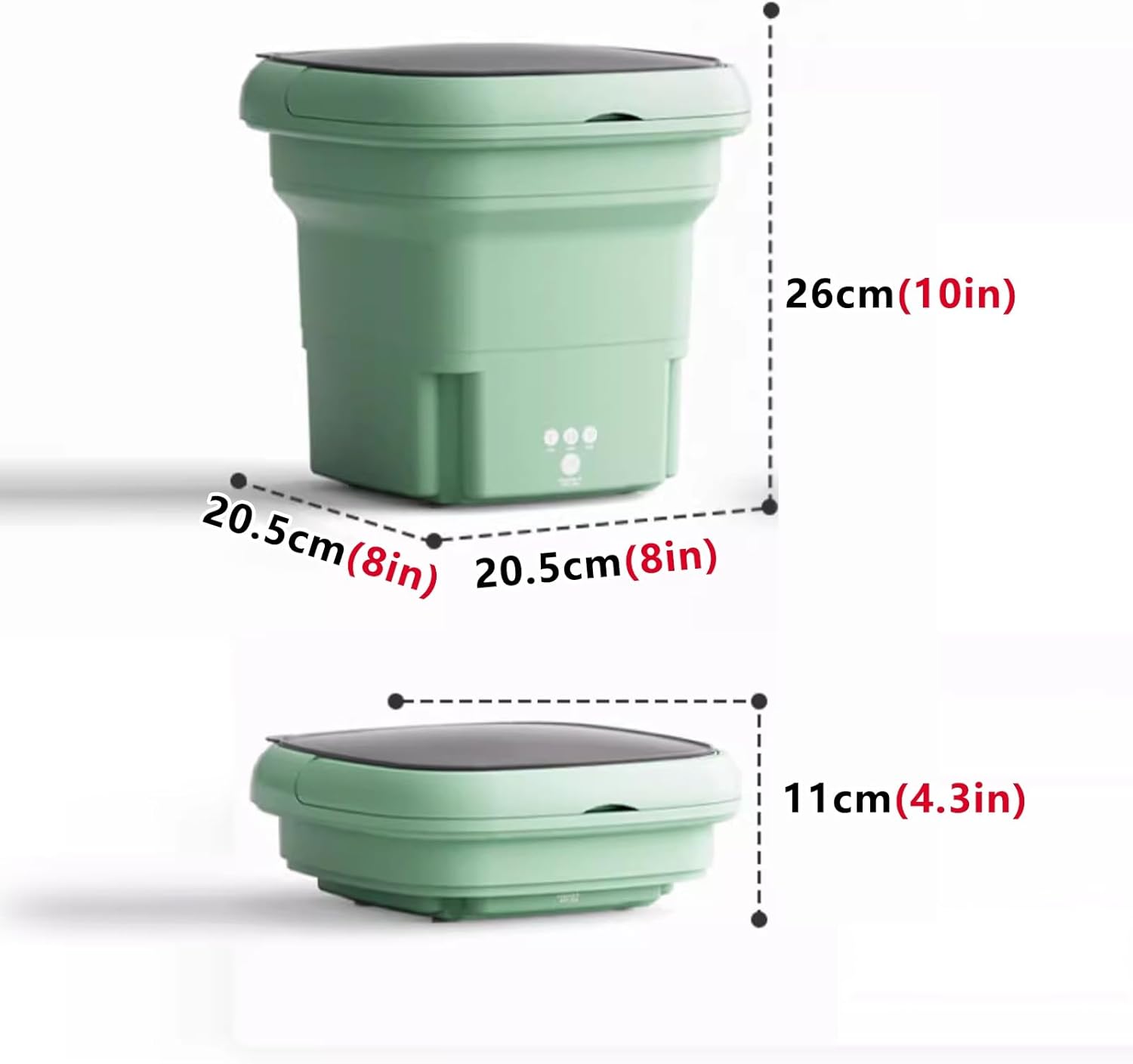 Bucket Washing Machine Underwear Washing Machine 2.8 L Large Capacity 36 w Powerful Motor 3 Cleaning Modes Suitable for Small Clothes(Green)