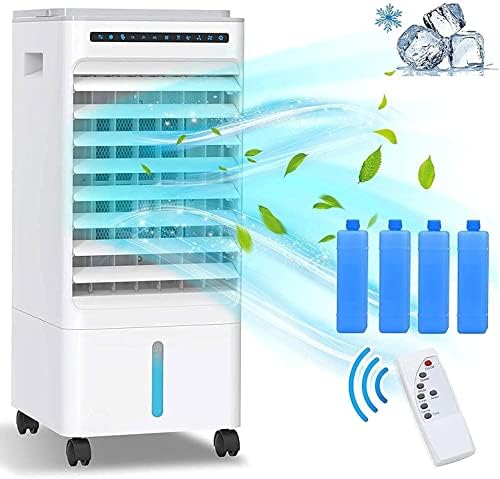 Portable Air Cooler, Mobile Air Conditioner Fan Purifier, Humidifier with Wheels And 5L Dual Water Tank, 3 Modes, 3 Speeds, Remote Control